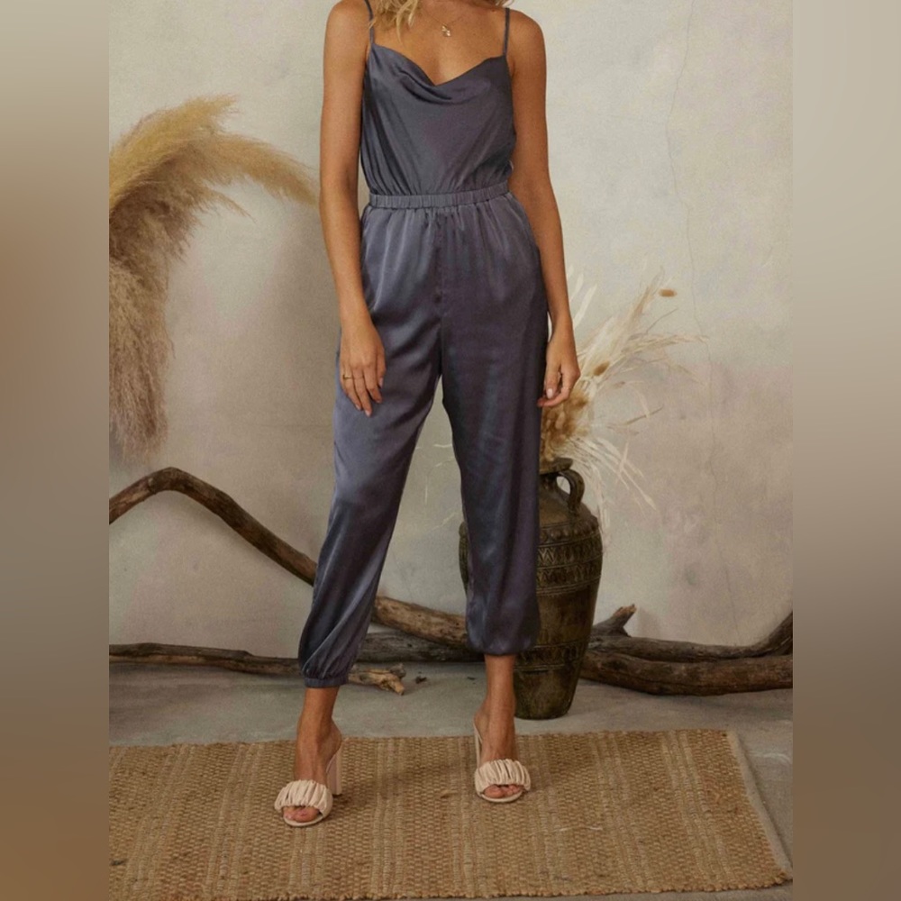 Endless Blu - Charcoal Cowl Neck Jumpsuit - NWOT - SZ M